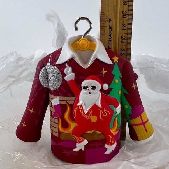 Hallmark 2021 Disco Inferno Santa Ugly Christmas Sweater Ornament Magic Sound - Picture 6 of 8